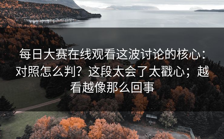 每日大赛在线观看这波讨论的核心：对照怎么判？这段太会了太戳心；越看越像那么回事